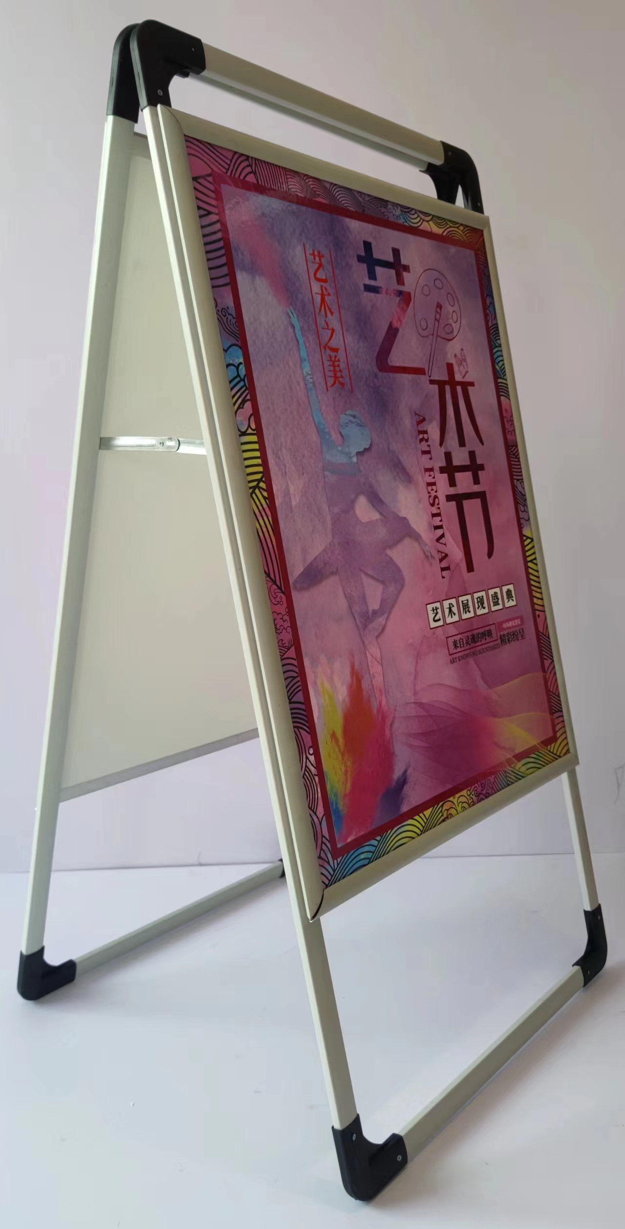 Custom exhibition Double Sided A Frame Outdoor Aluminum Alloy Sidewalk Sign Stand for menu Display and Advertising Poster Stand