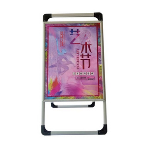 Custom exhibition Double Sided A Frame Outdoor Aluminum Alloy Sidewalk Sign Stand for menu Display and Advertising Poster Stand