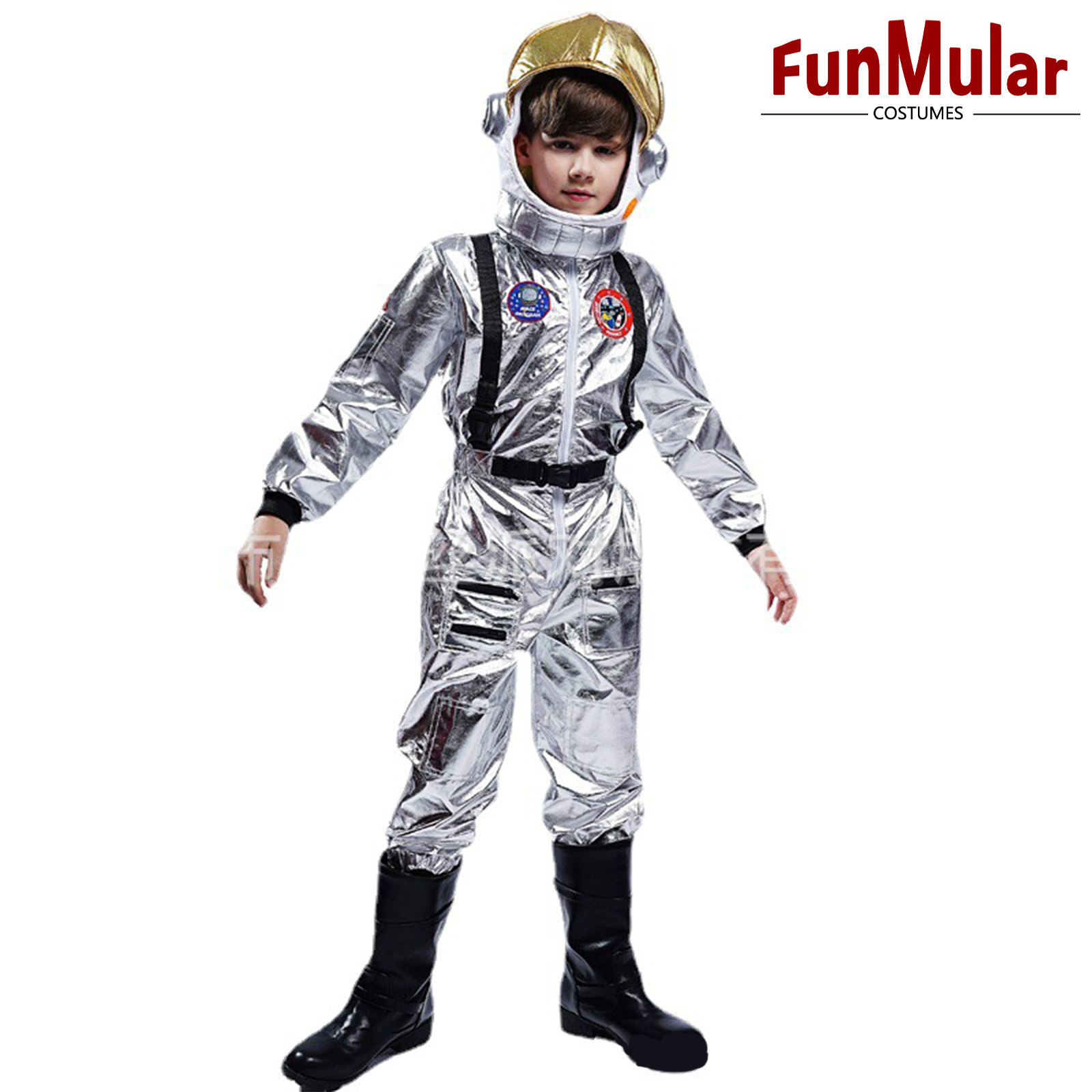 Funmular Kids Astronaut Costume Space Suit Cosplay Party Jumpsuit Halloween Rompers