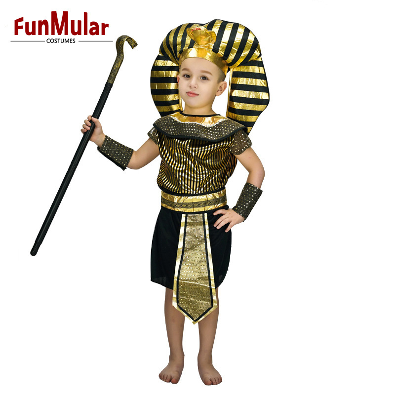 Funmular Kids Boys Egyptian Pharaoh Costume for Halloween Cosplay Role-play Costume