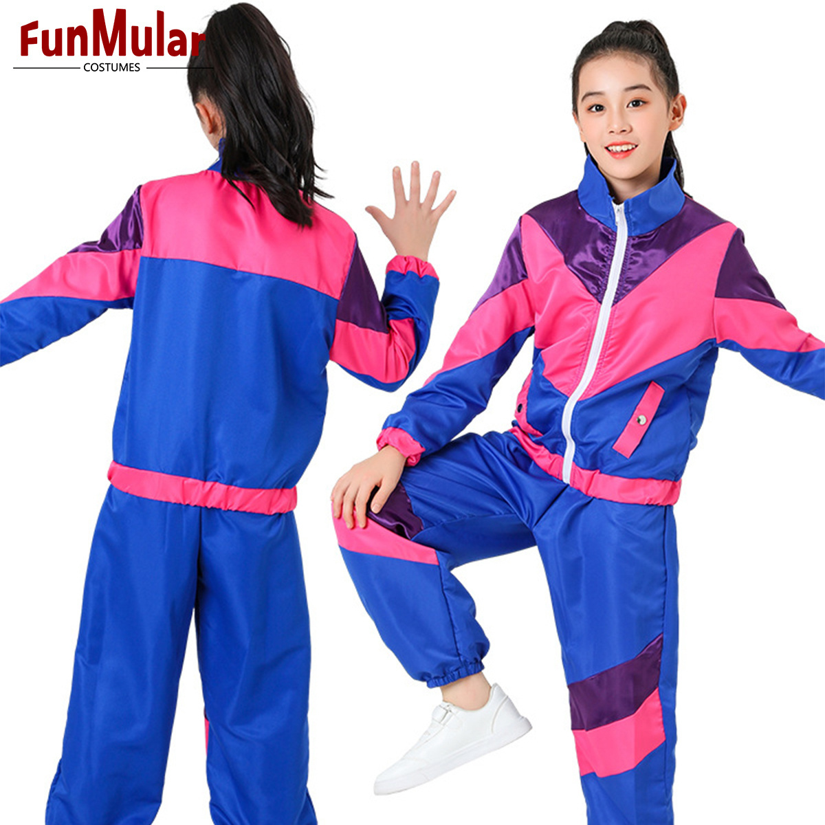 Funmular 80s 90s Disco Costume for Kids Dance Costume Hip Hop Jazz Street pop Dancing Outfits