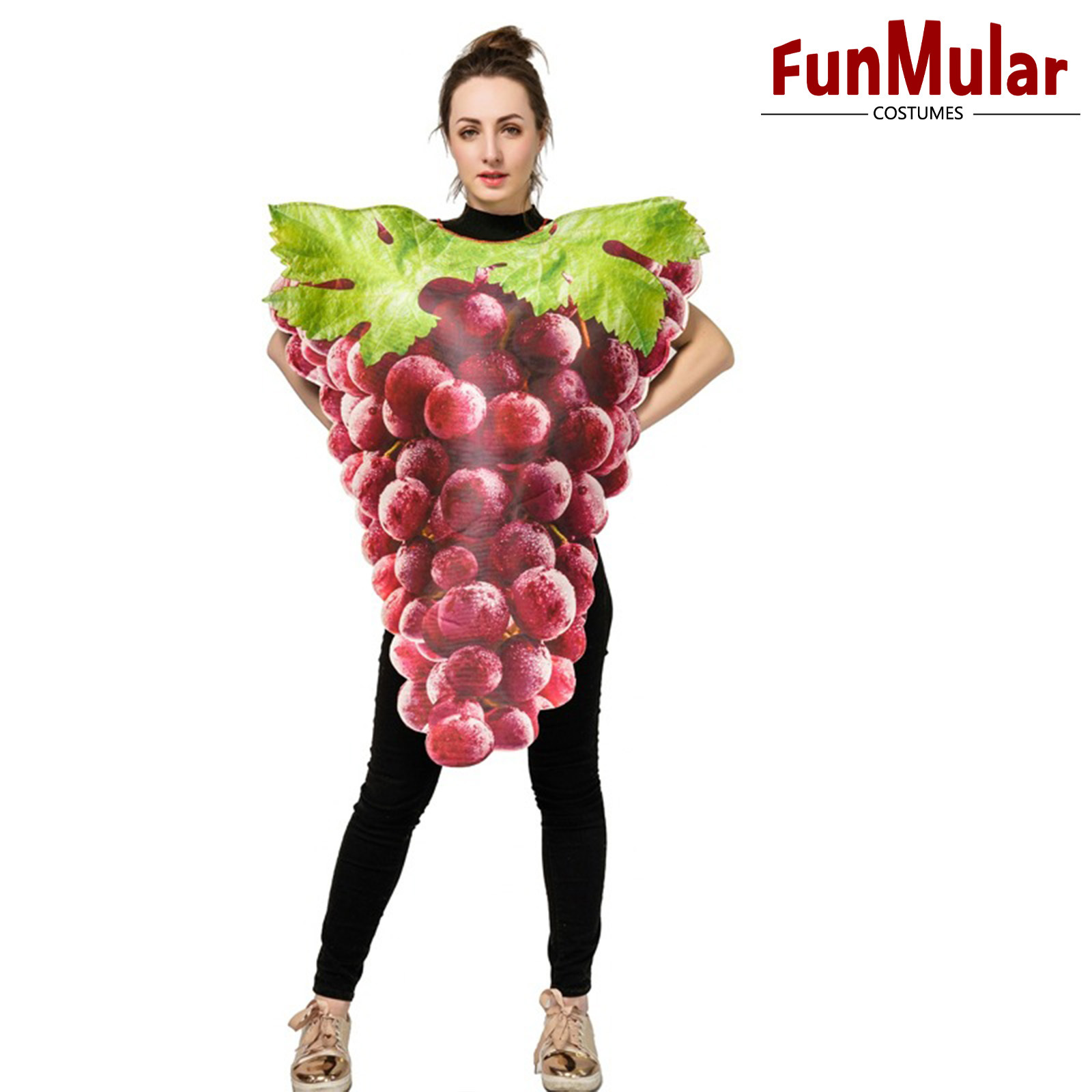 Funmular Funny Fruit Costume Grape for Women and Men for Halloween Cosplay Role-Play