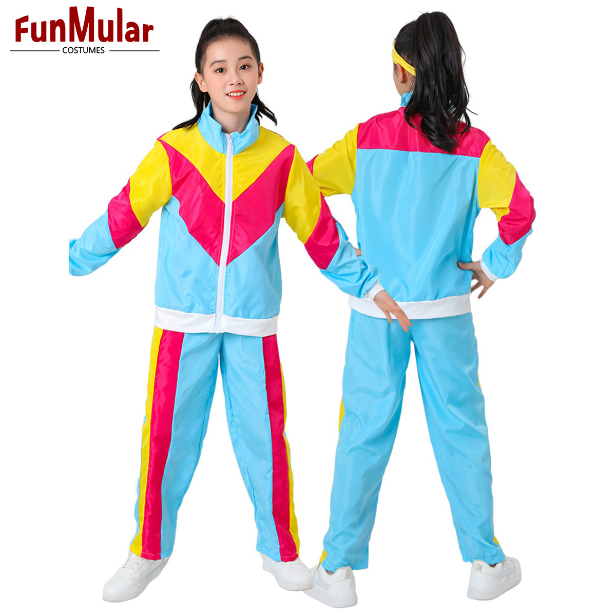 Funmular 80s 90s Disco Costume for Kids Dance Costume Hip Hop Jazz Street pop Dancing Outfits