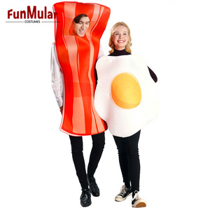 Funmular Couples Bacon Slice & Fried Egg Costume for Halloween Cosplay Costume Set