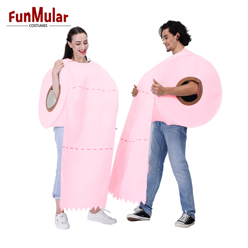 Funmular Couples Spoof Toilet Paper Roll Costume Diameter 50CM for Halloween Cosplay Costume