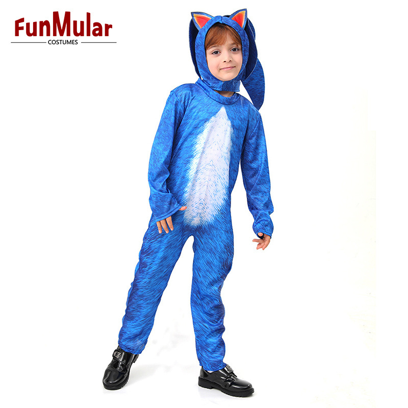 Funmular Halloween Sonic Costume Party Costume Cosplay for Kids Role-play Jumpsuit