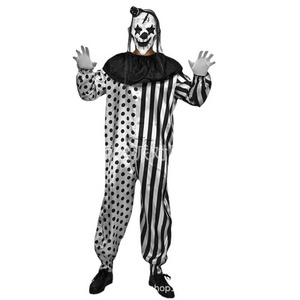 Funmular Adult Men Scary Killer Clown Costume Black and White Color Clown Suit for Halloween Cosplay