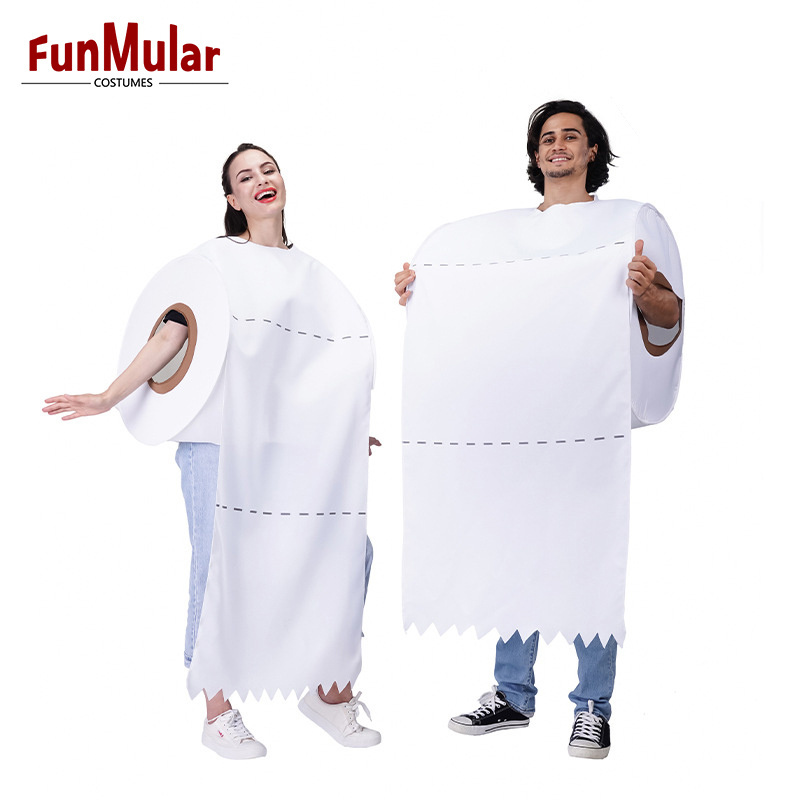 Funmular Couples Spoof Toilet Paper Roll Costume Diameter 50CM for Halloween Cosplay Costume