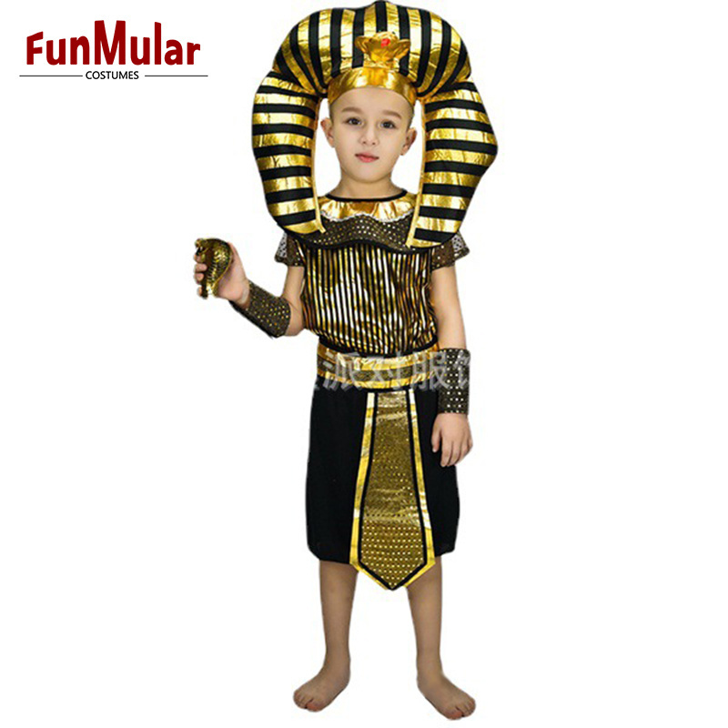 Funmular Kids Boys Egyptian Pharaoh Costume for Halloween Cosplay Role-play Costume