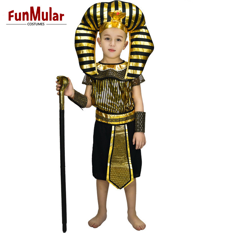 Funmular Kids Boys Egyptian Pharaoh Costume for Halloween Cosplay Role-play Costume