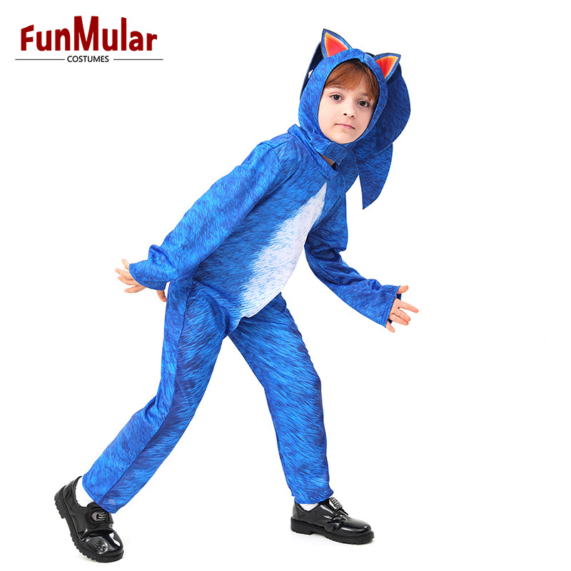 Funmular Halloween Sonic Costume Party Costume Cosplay for Kids Role-play Jumpsuit