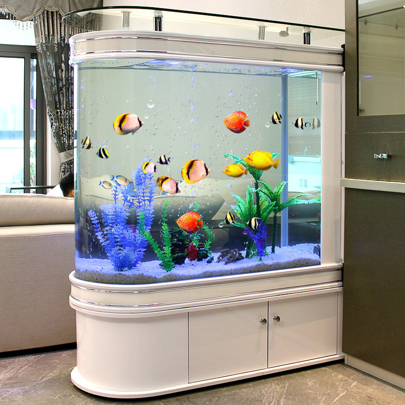 Wholesale customized bullet aquarium medium large ornamental ultra-white glass goldfish tank