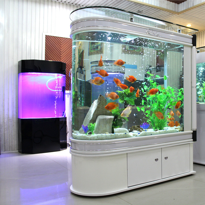 Wholesale customized bullet aquarium medium large ornamental ultra-white glass goldfish tank