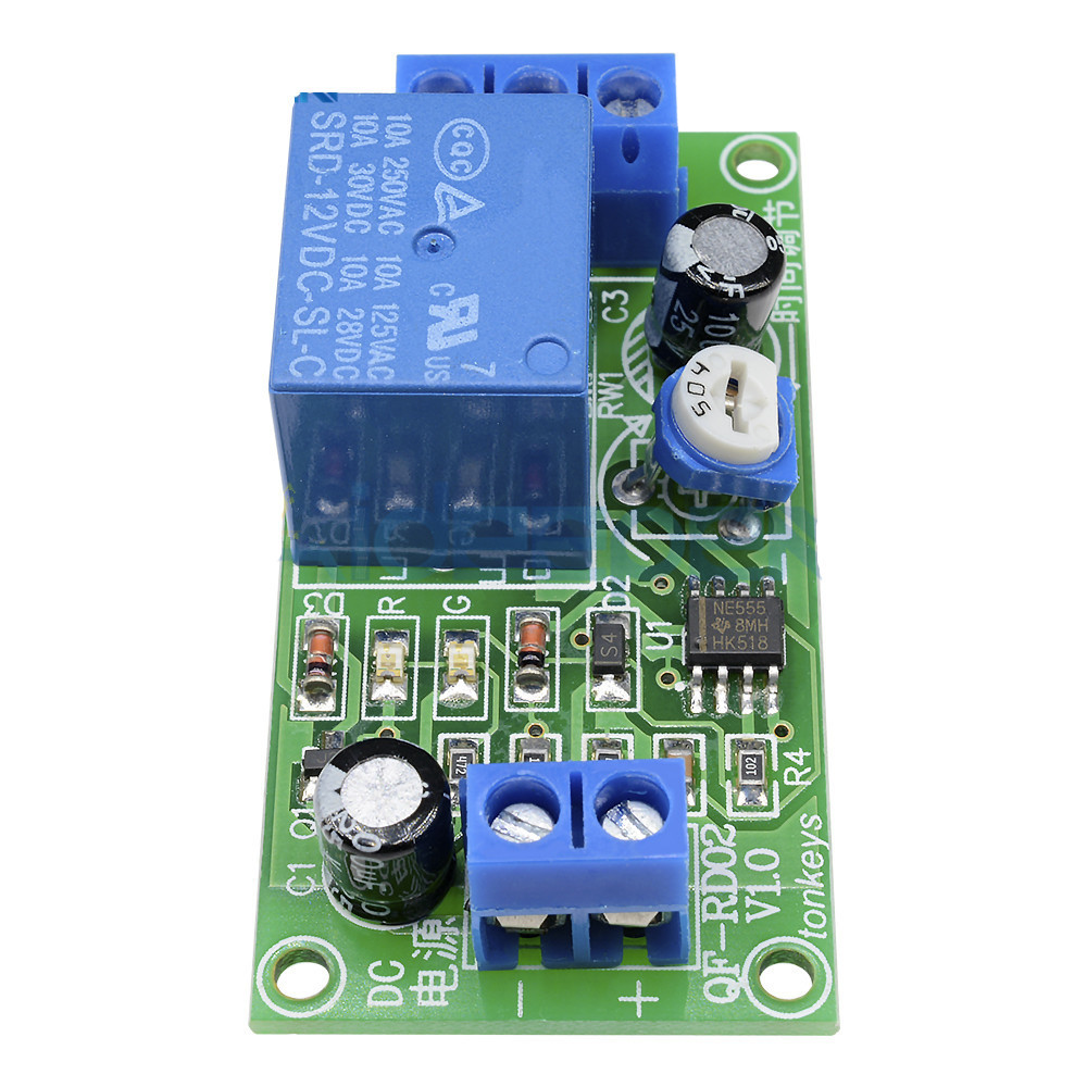 DC 12V 10V-14.5V Conduction NE555 Delay Timer Switch Adjustable Time Delay Relay Module Turn Off 1~60 seconds