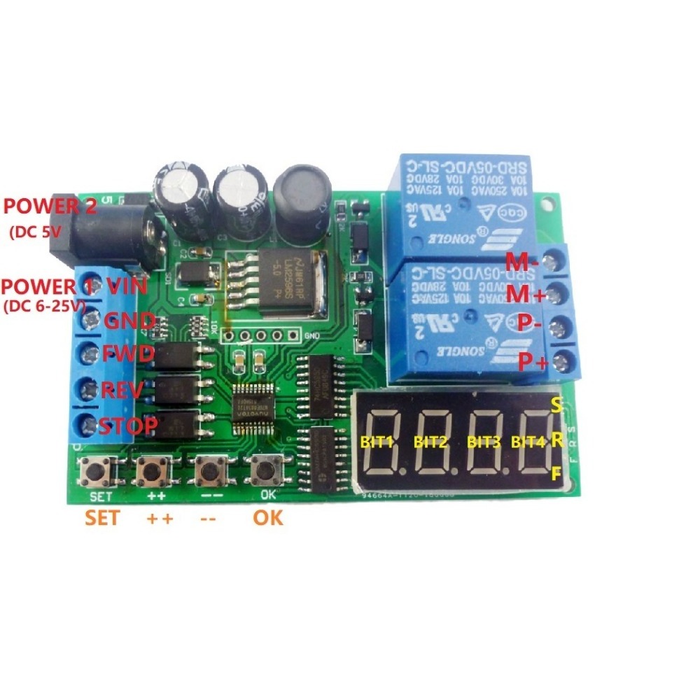 5V 9V 12V 24V DC/AC Motor Controller Relay Board Forward Reverse Control Automatic Timing Delay Cycle Limit Start Stop Switch