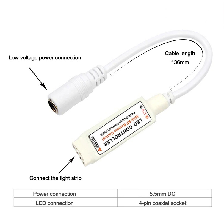 QIACHIP 12V RGB Light Strip Controller Kit Wireless RF Control  433MHz 17 Buttons LED Or RGB Control