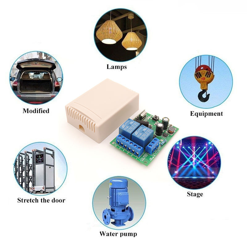 433MHz Wireless Universal Remote Control SwitchAC 220V 10A 2CH Rf Relay Receiver and Transmitter For remote light/Bulb/Motor/DIY