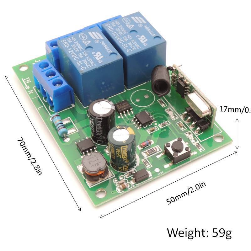 433MHz Wireless Universal Remote Control SwitchAC 220V 10A 2CH Rf Relay Receiver and Transmitter For remote light/Bulb/Motor/DIY