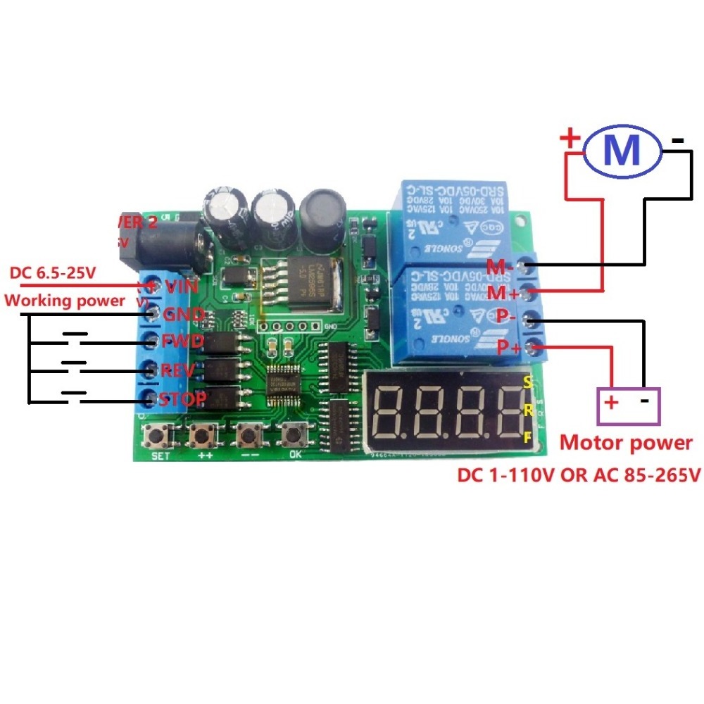 5V 9V 12V 24V DC/AC Motor Controller Relay Board Forward Reverse Control Automatic Timing Delay Cycle Limit Start Stop Switch