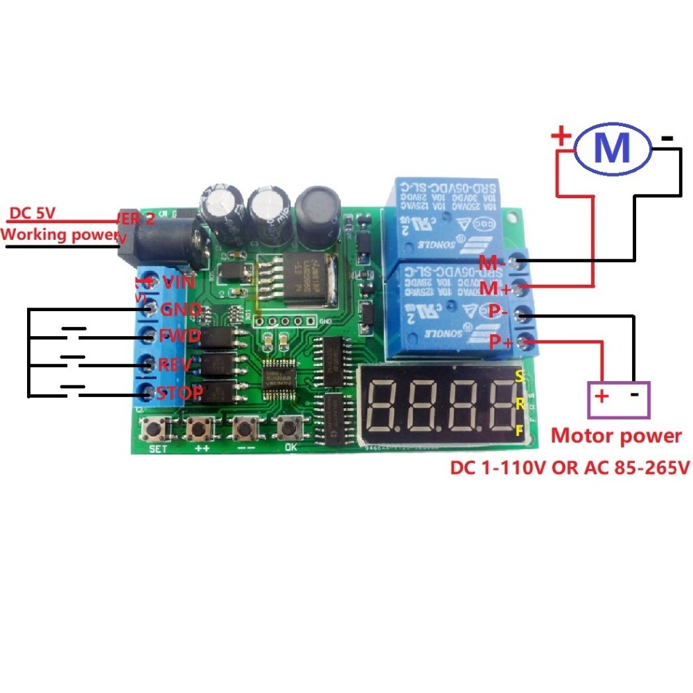 5V 9V 12V 24V DC/AC Motor Controller Relay Board Forward Reverse Control Automatic Timing Delay Cycle Limit Start Stop Switch