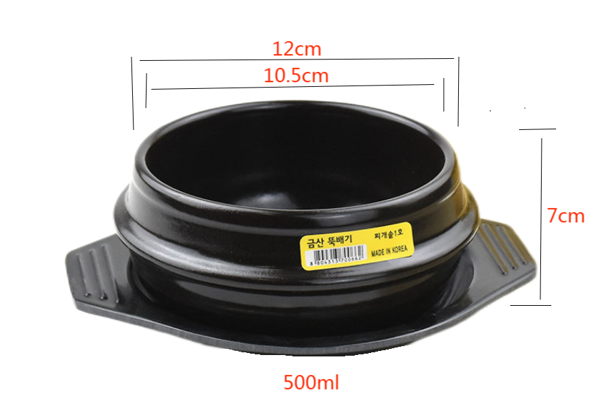 Hot Sale Black Ceramic Hot Stone Soup Rice Noodle Pot One Person Serving Bowl For Restaurant Korean Cuisine Dolsot 500ml