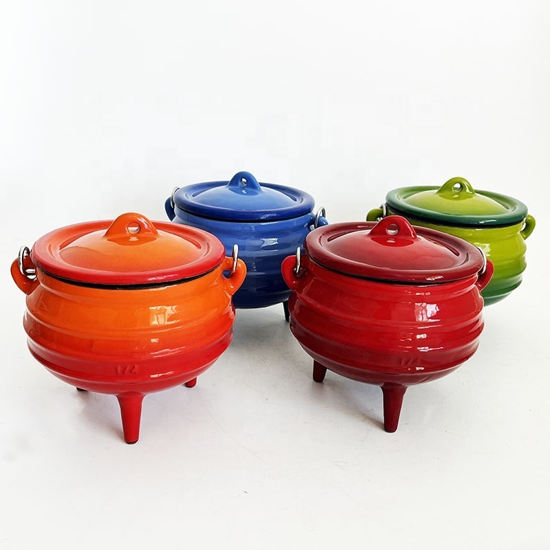 Wholesale Heavy Duty Enameled Cast Iron Cauldron Potjie Pot Outdoor Camping Soup Potjiekos