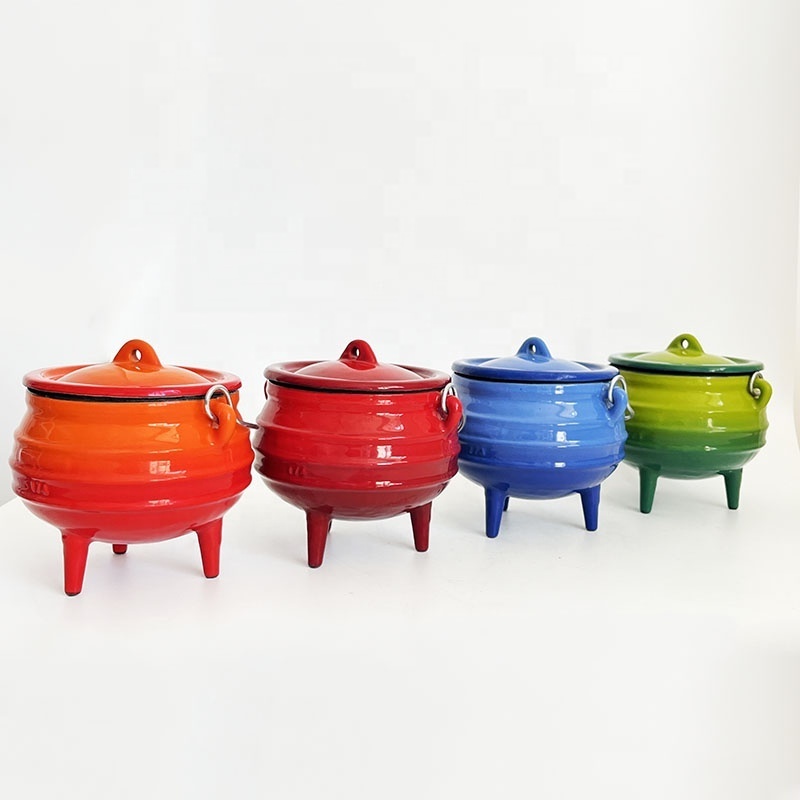 Wholesale Heavy Duty Enameled Cast Iron Cauldron Potjie Pot Outdoor Camping Soup Potjiekos