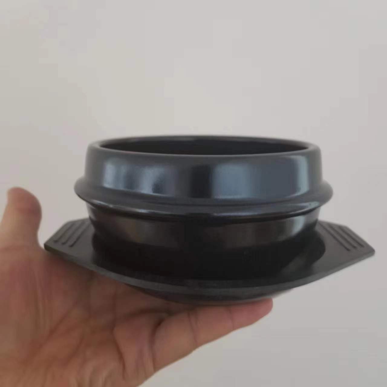 Hot Sale Black Ceramic Hot Stone Soup Rice Noodle Pot One Person Serving Bowl For Restaurant Korean Cuisine Dolsot 500ml