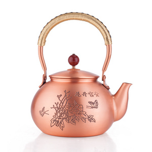 Thick Engraved Copper Tea Pot Kettle Hammered Copper Teapot