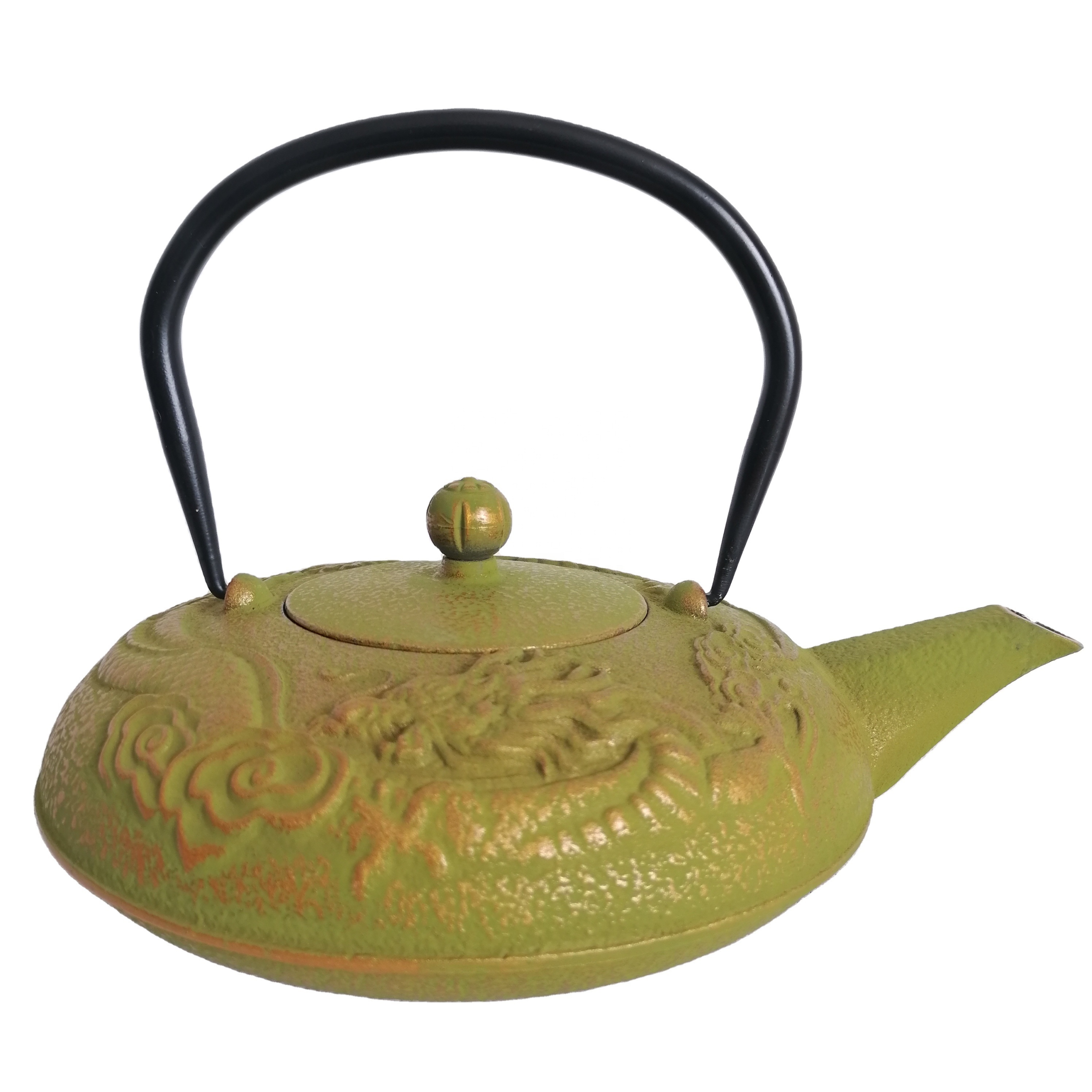 Home Restaurant Serving Teapot Chinese Antique Dragon Tea Kettle Cast Iron TeaPot Inner Porcelain with Strainer