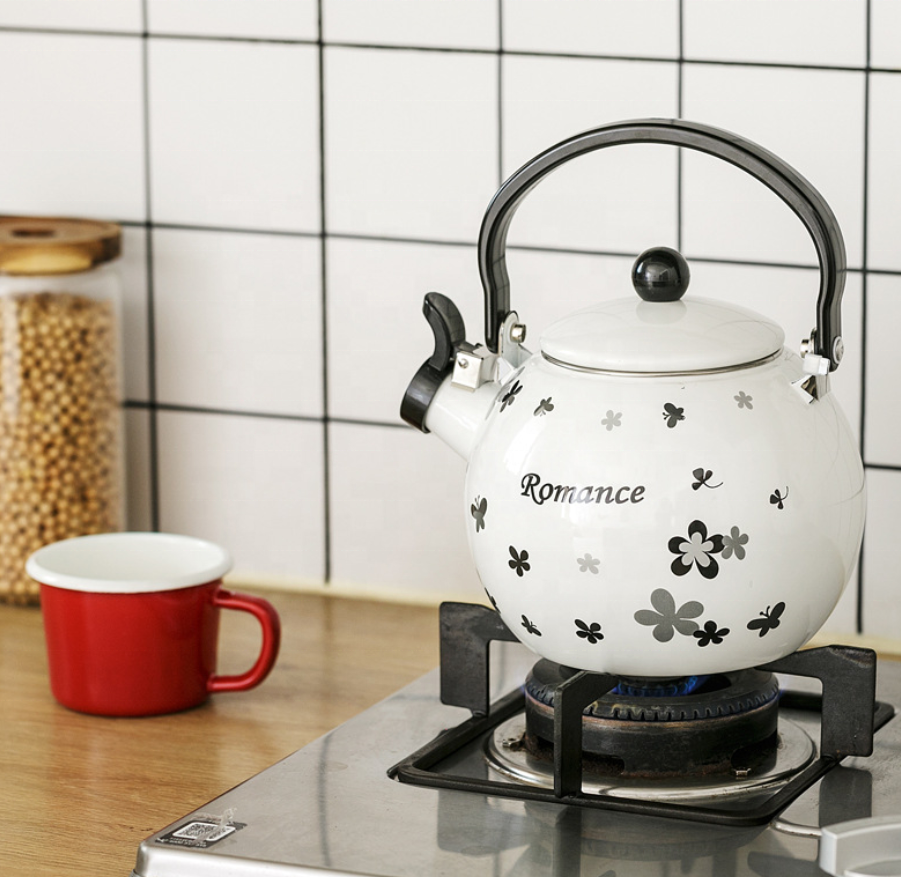 Enamel Cute Kettle 2.0L Porcelain Teapot Whistle Kettle Coffee Pot