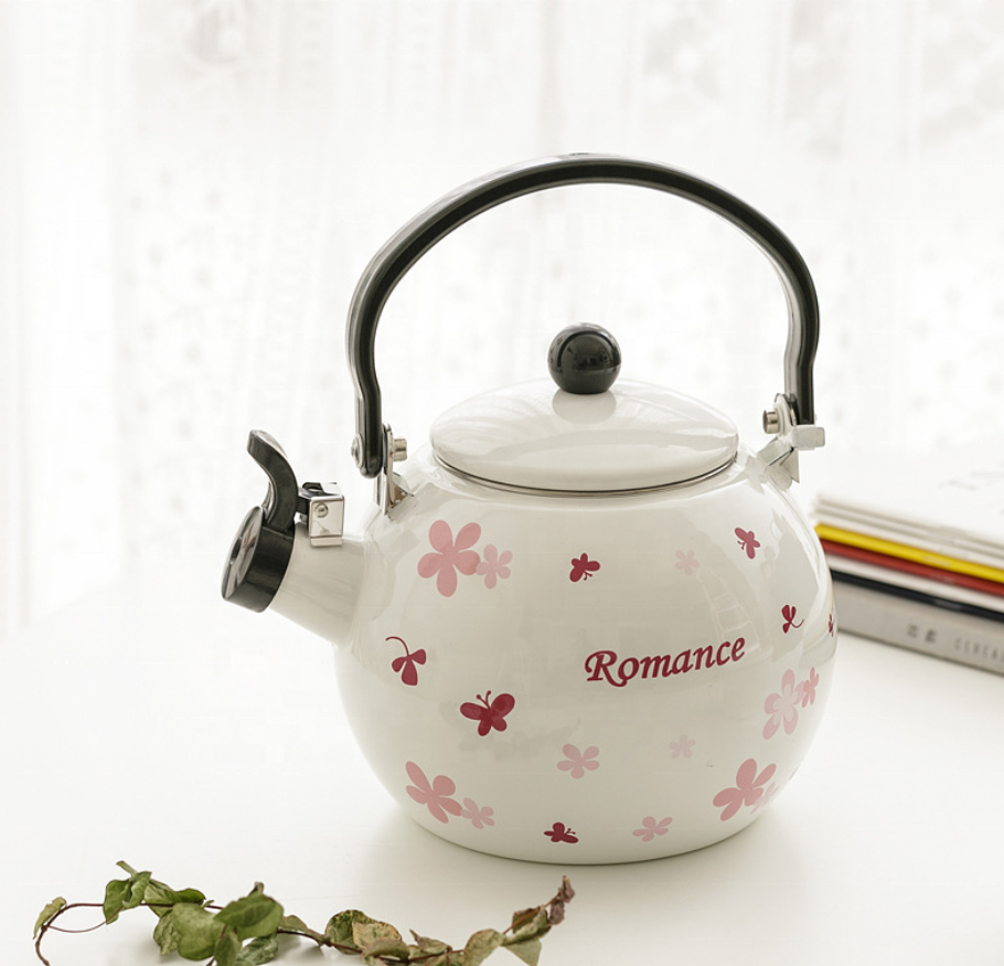 Enamel Cute Kettle 2.0L Porcelain Teapot Whistle Kettle Coffee Pot