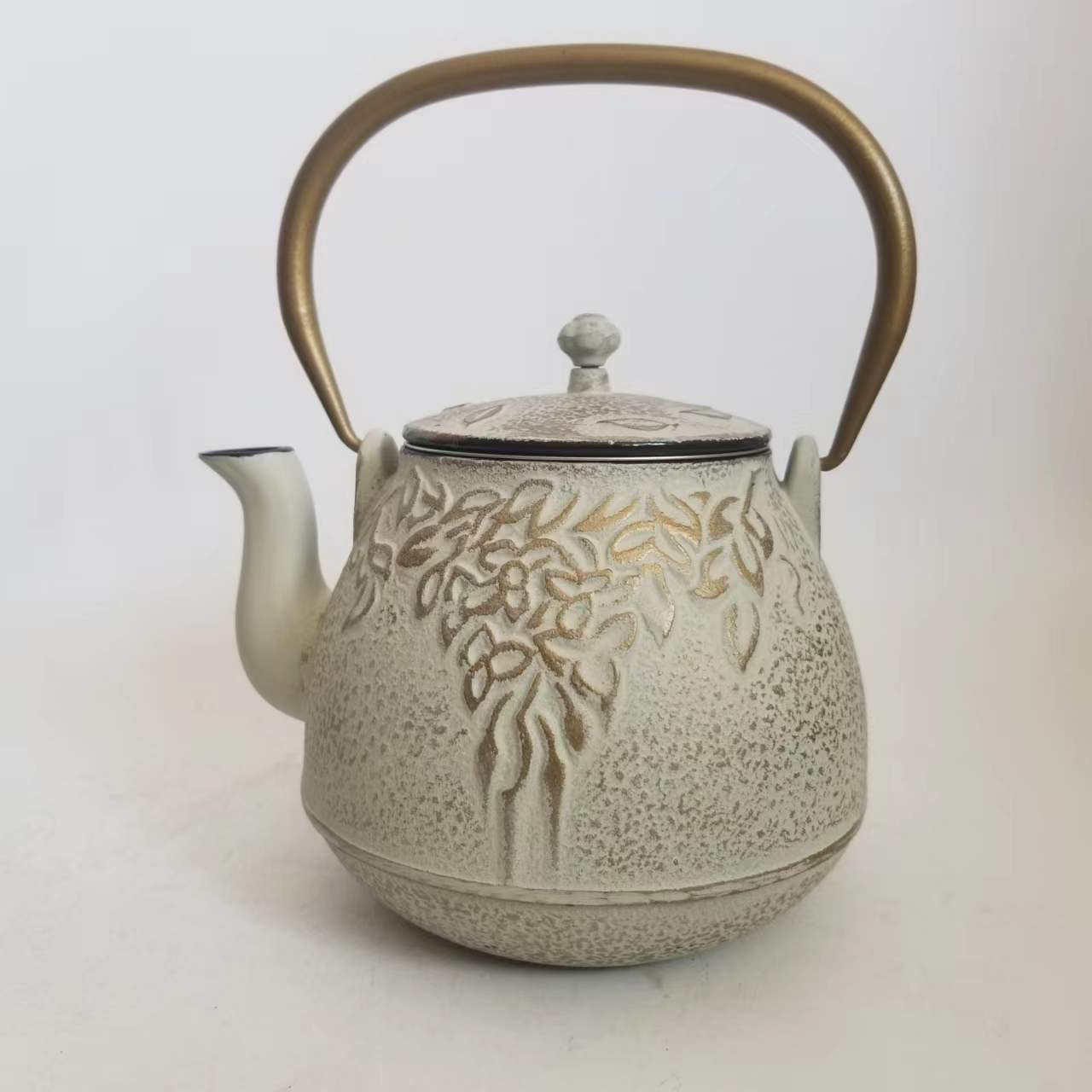 Handmade Color Cast Iron Tea Pot with SS Strainer Tea Kettle Metal Enamel Glazed 900ml 1200ml