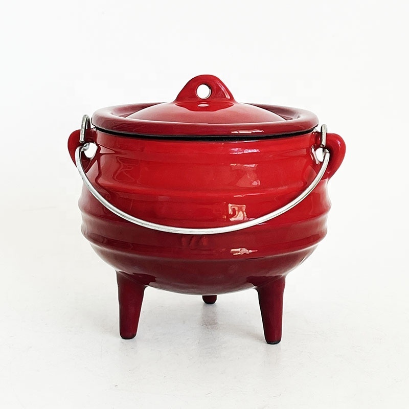 Wholesale Heavy Duty Enameled Cast Iron Cauldron Potjie Pot Outdoor Camping Soup Potjiekos