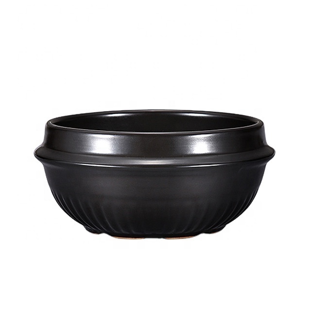 Hot Sale Black Ceramic Hot Stone Soup Rice Noodle Pot One Person Serving Bowl For Restaurant Korean Cuisine Dolsot 500ml