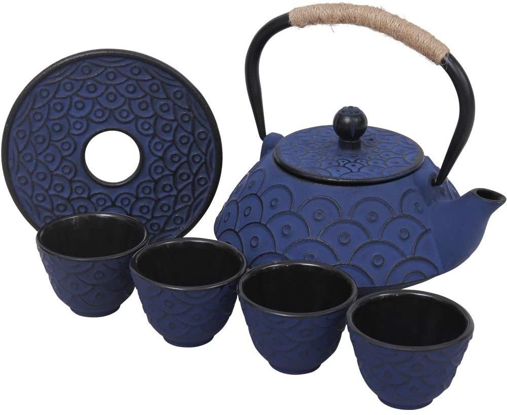 Custom Logo Brand Tea Set Gift Box Japanese Style Cast Iron Teapot Cup Stand Set