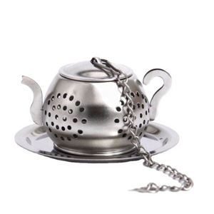 Wholesale Stainless Steel Teapot Shape Tea Filter Strainer Infuser with Long Chain hook