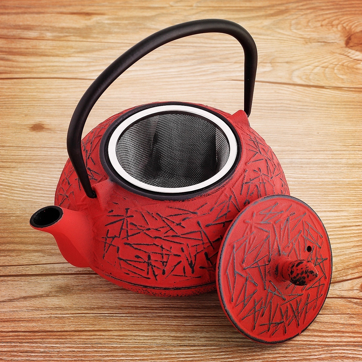 High Quality Red Cast Iron Tea pot Tool Japanese Tea Kettle Tetsubin with Infuser