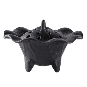 Wholesale Vintage Home Decor Large Incense burner Sturdy Cast Iron Lotus Leaf Incense Cone Resin burning holder bowl