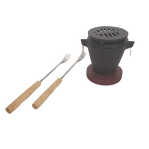 Mini Cast iron BBQ Grill Hibachi Fuel Stove with Marshmallow Roasting Fork Sticks