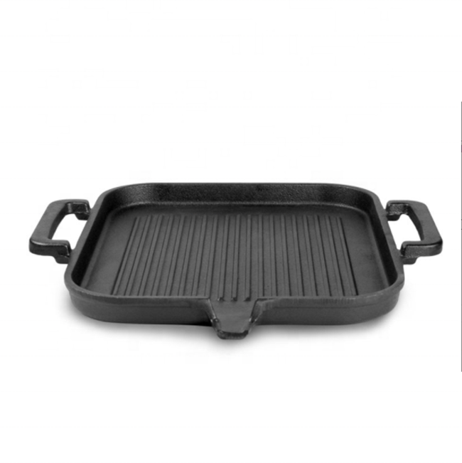 High Quality Square Cast Iron Pro Griddle Pan/ BBQ Plate with Two handles