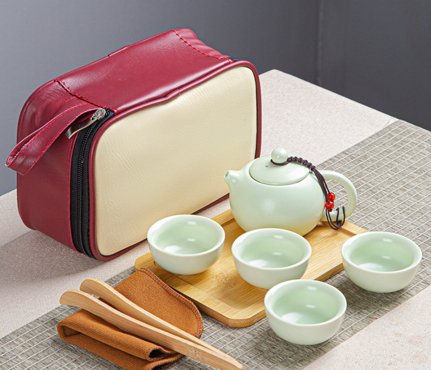 Luxury Ceramic Mini Kungfu Tea Set Travel Teapot with Tray Porcelain Chinese Tea Pot Set Tea Lover Gift