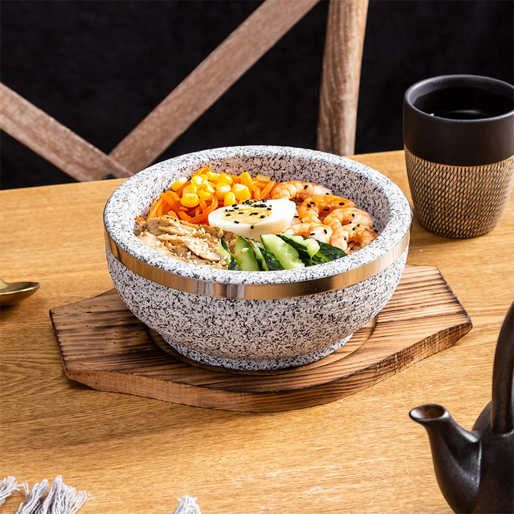 Wholesale granite stone bowl Korean Sizzling Hot Stone Pot Dolsot Bowl Ttukbaegi Bibimbap Stews Rice Soup Bowl