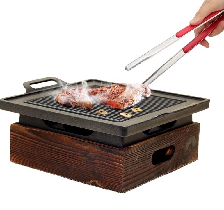 Smokeless Portable BBQ Grill Korean Japanese Non-stick Barbecue Grill Charcoal BBQ Oven Alcohol Stove