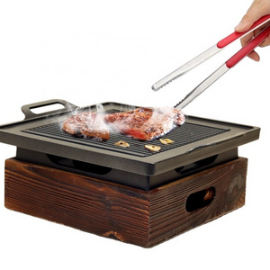 Smokeless Portable BBQ Grill Korean Japanese Non-stick Barbecue Grill Charcoal BBQ Oven Alcohol Stove