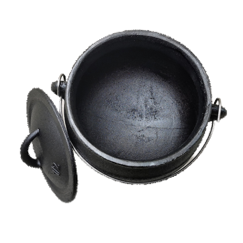 1/2# Pre-seasoned Cast Iron Potjie Pot Cauldron with Lid Handle 3 legs