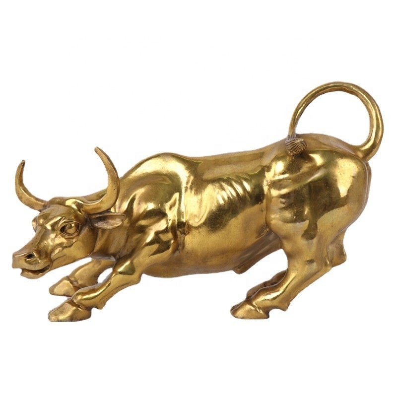 Small Brass Bull Figurine Wall Street Bull Art Decor Bull/Cow/Ox Figure Statues and Sculptures Home Decor