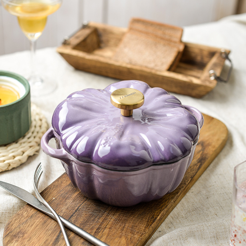 Wholesale Non-Stick Coating Color Enameled Pumpkin Casserole Dutch Oven Cast Iron Stew Bread Saucepan Pot with Lid