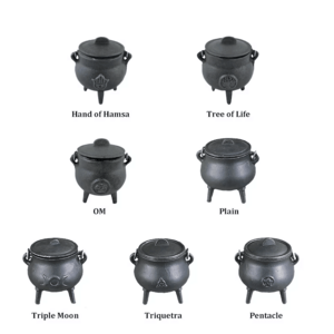 Custom Logo Symbol Cast Iron Witches Wizards Cauldron Halloween Magic Pot