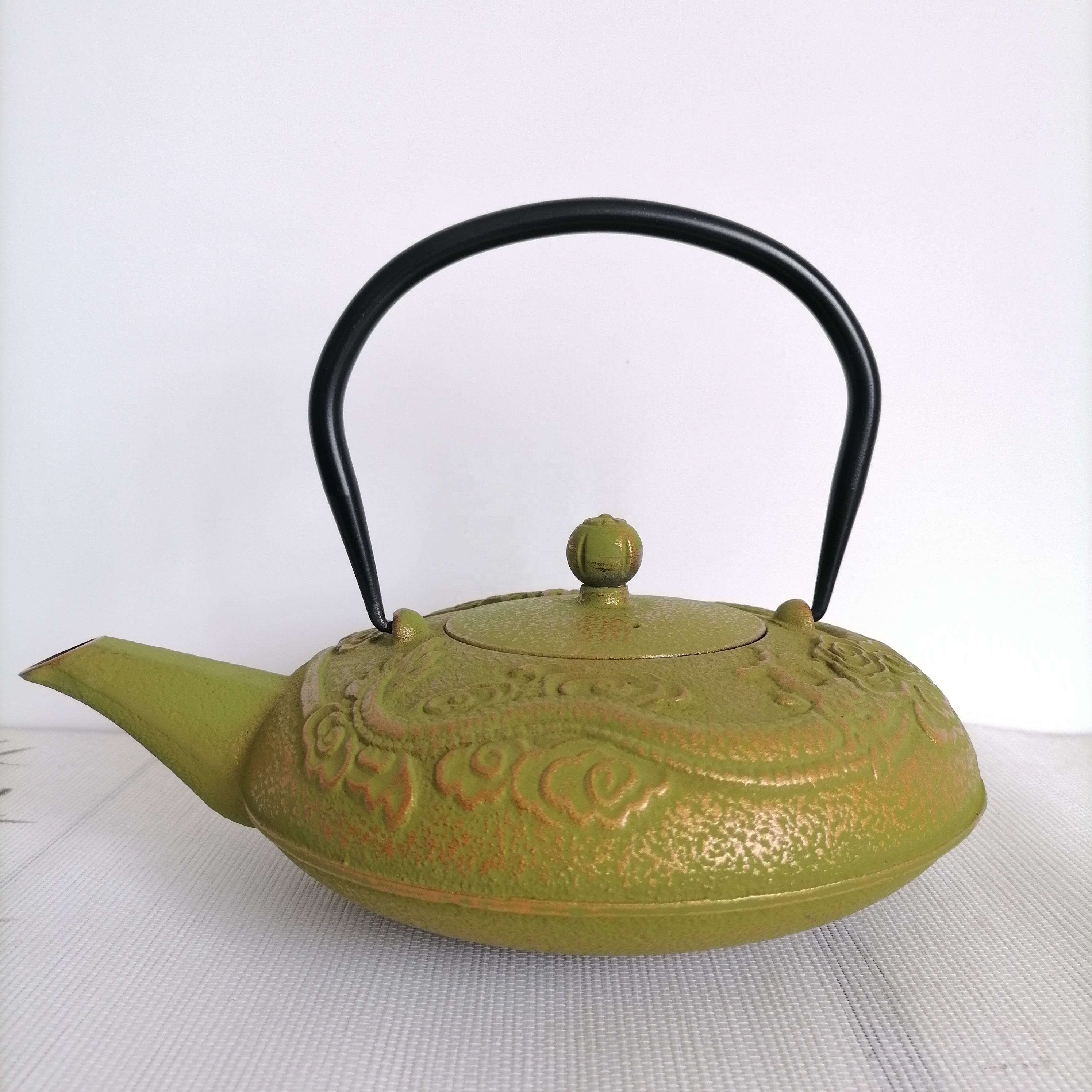 Home Restaurant Serving Teapot Chinese Antique Dragon Tea Kettle Cast Iron TeaPot Inner Porcelain with Strainer